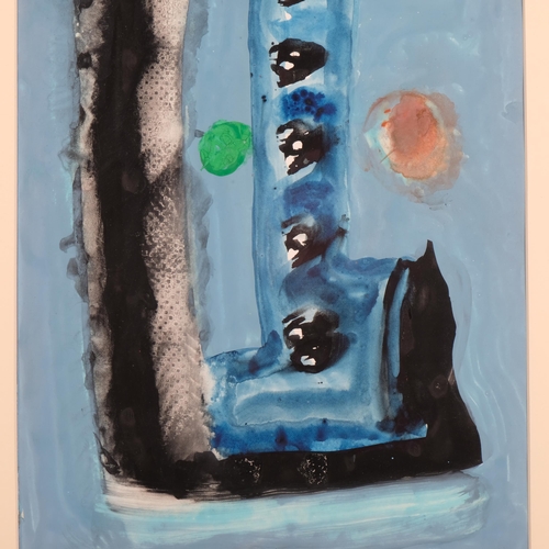 1169 - Alistair Grant (1925-1997), gouache on paper, Blue on Blue, 32cm x 24cm, mounted, glazed and framed ... 