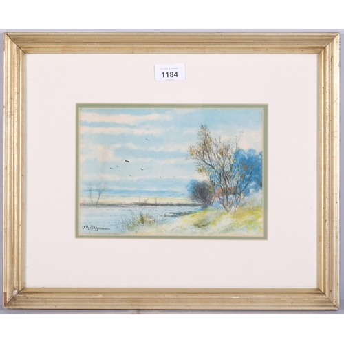 1184 - Abraham II Hulk (1851-1922), watercolour on paper, Blue Dawn, signed lower left, 16cm x 23cm, mounte... 