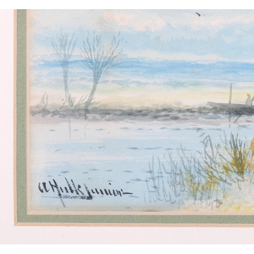 1184 - Abraham II Hulk (1851-1922), watercolour on paper, Blue Dawn, signed lower left, 16cm x 23cm, mounte... 