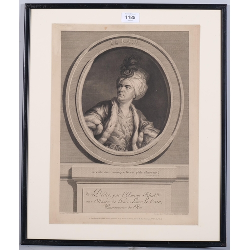 1185 - Augustin de St Aubin, French (1736-1807), engraving on paper, Le Kain, 1788, 41cm x 29cm, mounted, g... 