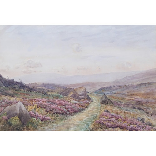 1189 - E.Vickers (XIX-XX), watercolour on paper, Moorland Scene, 55.5cm x 38cm, signed lower left, mounted,... 