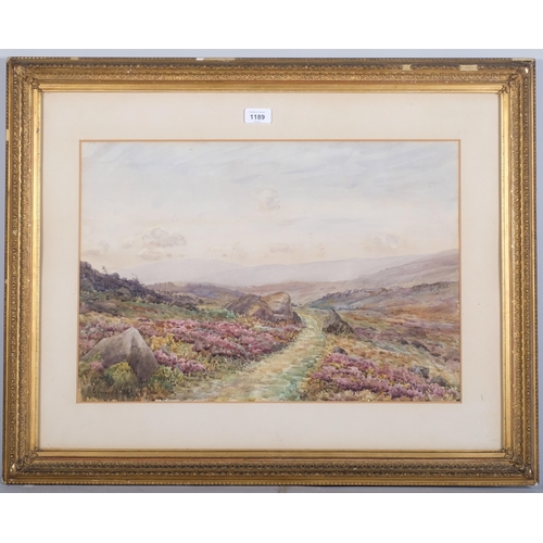 1189 - E.Vickers (XIX-XX), watercolour on paper, Moorland Scene, 55.5cm x 38cm, signed lower left, mounted,... 