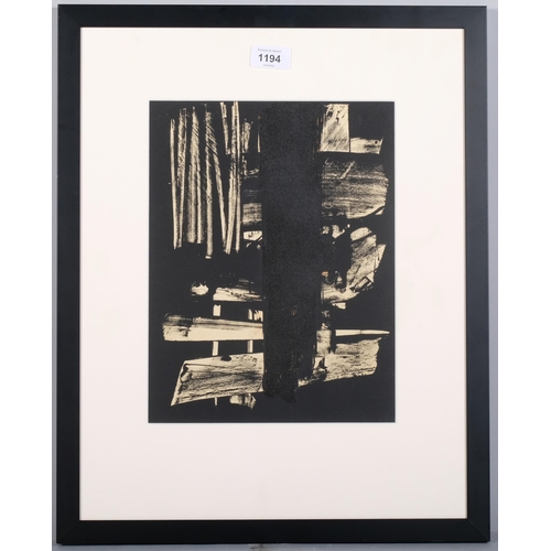 1194 - Pierre Soulages, abstract, lithograph no. 9, issued XX Siecle 1959, 30cm x 23cm, framed