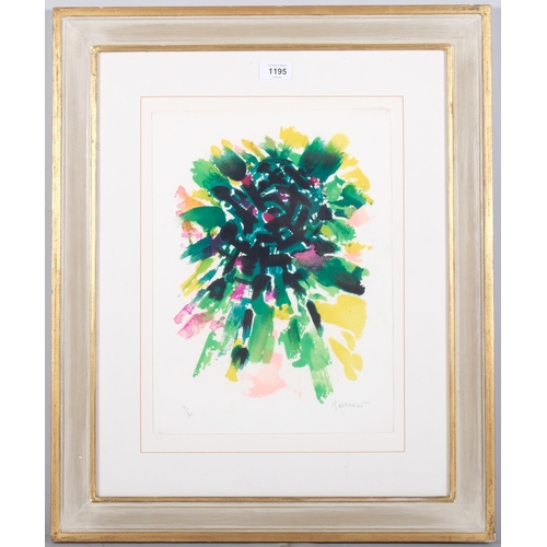 1195 - Alfred Manessier, abstract lithograph on honsho japon paper, signed in pencil, no. 4/30, sheet size ... 