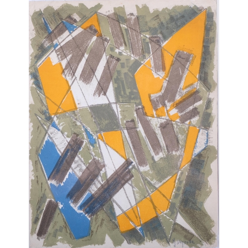 1196 - Jean Deyrolle, abstract, lithograph, 1962, Galerie De France, sheet 33cm x 24cm, framed