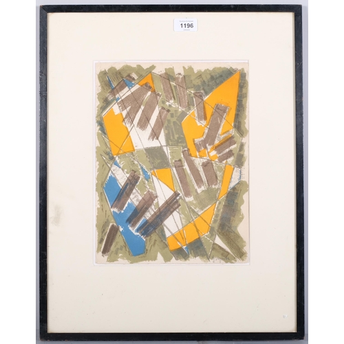 1196 - Jean Deyrolle, abstract, lithograph, 1962, Galerie De France, sheet 33cm x 24cm, framed