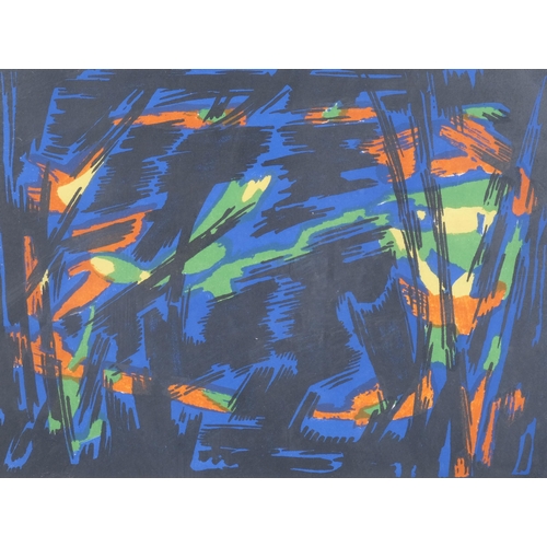 1198 - Jean Bertholle, abstract, lithograph, 1961, sheet 24cm x 32cm, framed