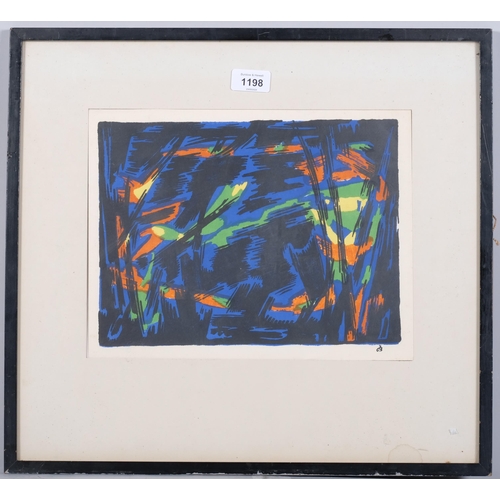 1198 - Jean Bertholle, abstract, lithograph, 1961, sheet 24cm x 32cm, framed