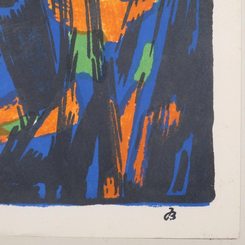 1198 - Jean Bertholle, abstract, lithograph, 1961, sheet 24cm x 32cm, framed