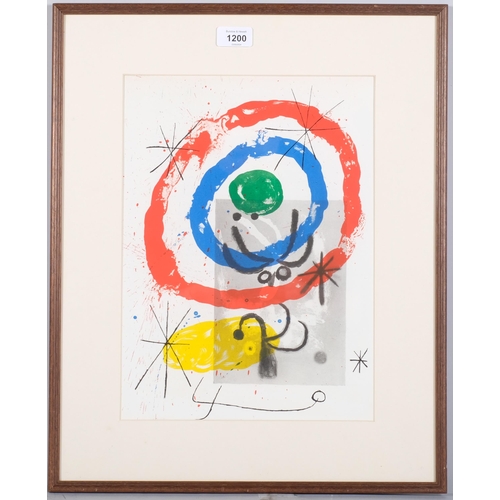 1200 - Joan Miro, abstract, original lithograph for Derriere Le Miroir, 1965, 37cm x 27cm, framed