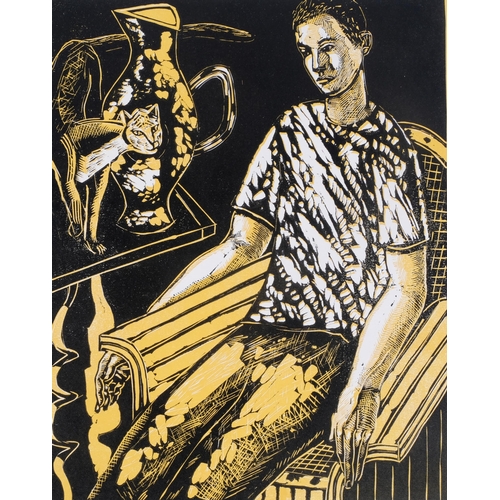 1210 - Michael Kirkman, in the evening, linocut print, circa 2018, signed in pencil, no. 6/20, sheet 59cm x... 