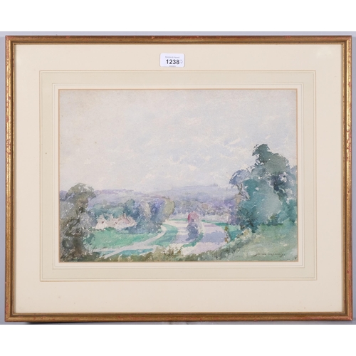 1238 - William Lee Hankey, pair of Sussex landscapes, watercolours, signed, 27cm x 38cnm, framed