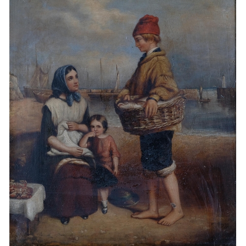 1240 - Circle of William Shayer, fisherfolk, oil on canvas, 46cm x 36cm, framed