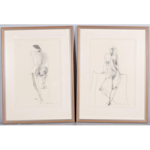 1252 - Roland Jarvis, 3 female nudes, pencil on paper, all signed, largest 43cm x 28cm, framed (3)