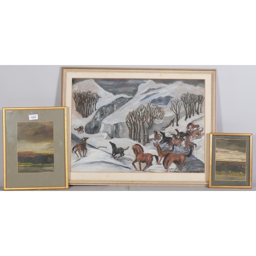 1253 - Barbara Monks (1931-84), 3 landscapes, oils on board, largest 40cm x 57cm, framed (3)