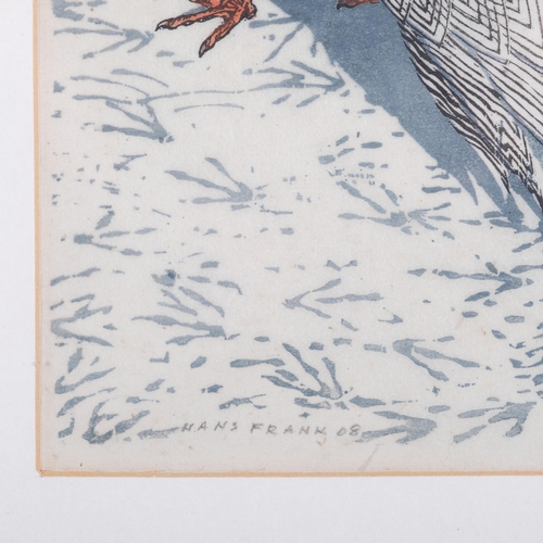 1257 - Hans Frank (1884 - 1948), pheasant, colour woodcut print, signed in pencil, dated '08, image 19cm x ... 