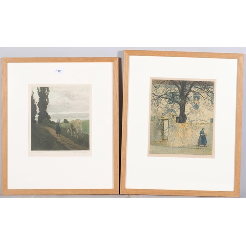 1259 - 2 Dutch coloured engravings, both indistinctly signed in pencil, framed (2)