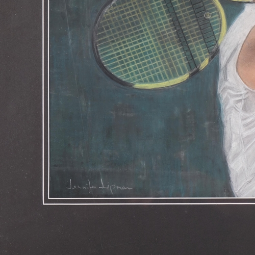 1265 - Jennifer Lipman (1935 - 2022), Rafa Nadal, coloured pastels, signed, 38cm x 45cm, framed