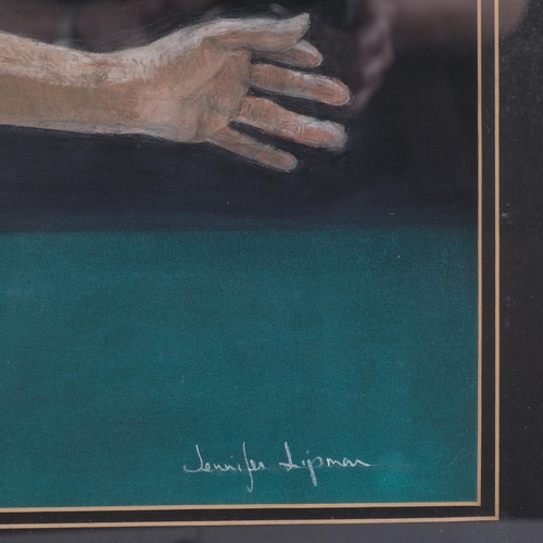 1266 - Jennifer Lipman (1935 - 2022), Roger Federer, coloured pastels, signed, 42cm x 58cm, framed