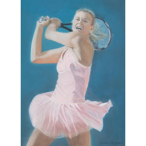 1268 - Jennifer Lipman (1935 - 2022), Maria Sharapova, coloured pastels, signed, 53cm x 38cm, framed