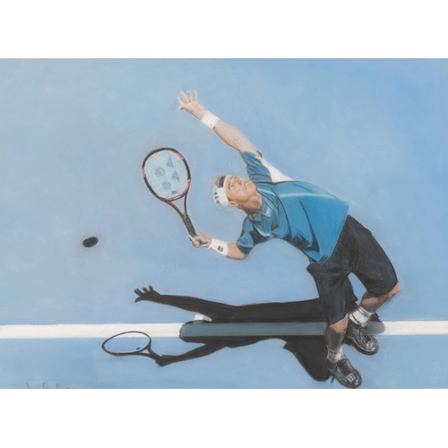 1271 - Jennifer Lipman (1935 - 2022), Lleyton Hewitt, coloured pastels, signed, 45cm x 60cm, framed