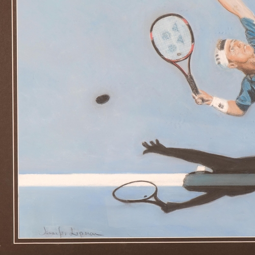 1271 - Jennifer Lipman (1935 - 2022), Lleyton Hewitt, coloured pastels, signed, 45cm x 60cm, framed