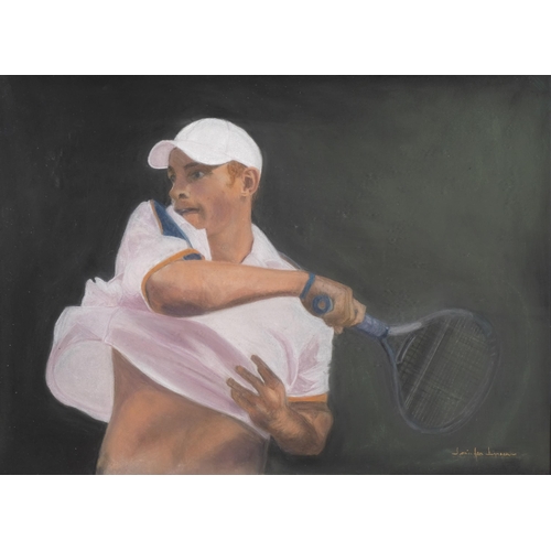 1273 - Jennifer Lipman (1935 - 2022), Andy Roddick, coloured pastels, signed, 46cm x 64cm, framed