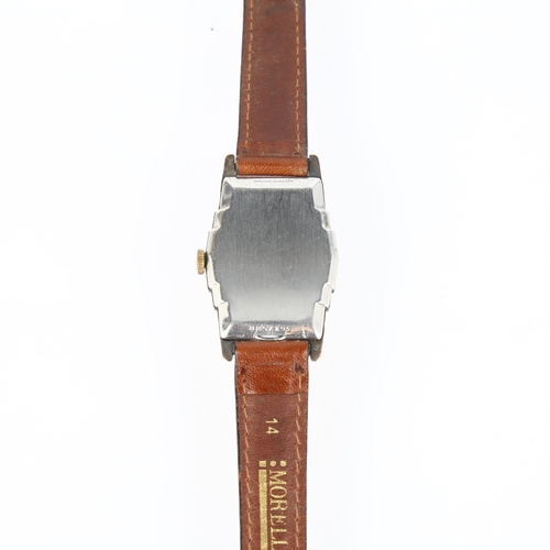 2044 - BULOVA - an American gold plated stainless steel mechanical wristwatch, circa 1940s, silvered dial w... 