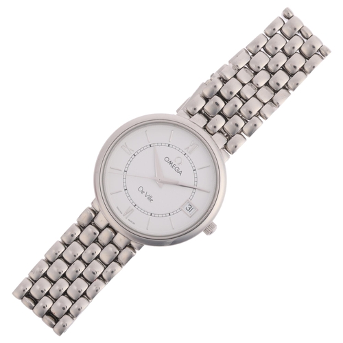 2006 - OMEGA - a stainless steel De Ville quartz calendar bracelet watch, ref. 396.2532, circa 2001, white ... 