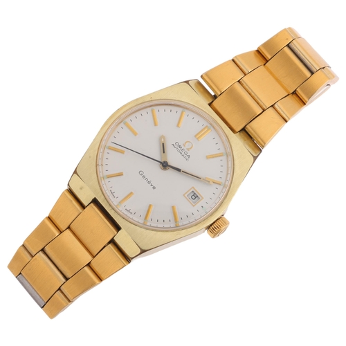 2018 - OMEGA - a Vintage gold plated stainless steel Geneve automatic calendar bracelet watch, ref. 166.099... 