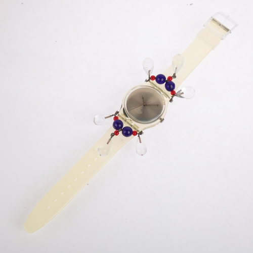 2024 - SWATCH - a translucent plastic Chandelier quarts wristwatch, ref. GZ125, circa 1992, silvered dial w... 