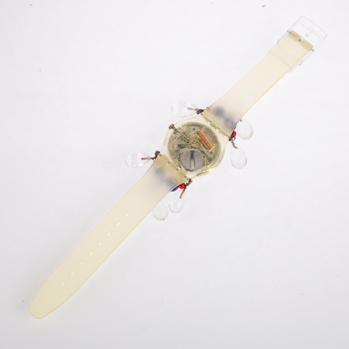 2024 - SWATCH - a translucent plastic Chandelier quarts wristwatch, ref. GZ125, circa 1992, silvered dial w... 