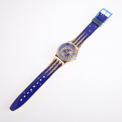 2027 - SWATCH - a gold plated plastic Hocus Pocus quartz wristwatch, ref. GZ122, circa Christmas 1991, gild... 