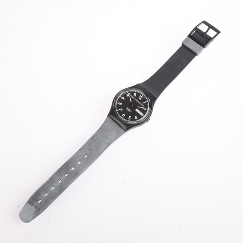 2030 - SWATCH - a black plastic chronometer quartz wristwatch, circa 1989, limited edition no. 0469 of 2000... 