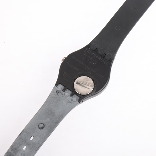 2030 - SWATCH - a black plastic chronometer quartz wristwatch, circa 1989, limited edition no. 0469 of 2000... 