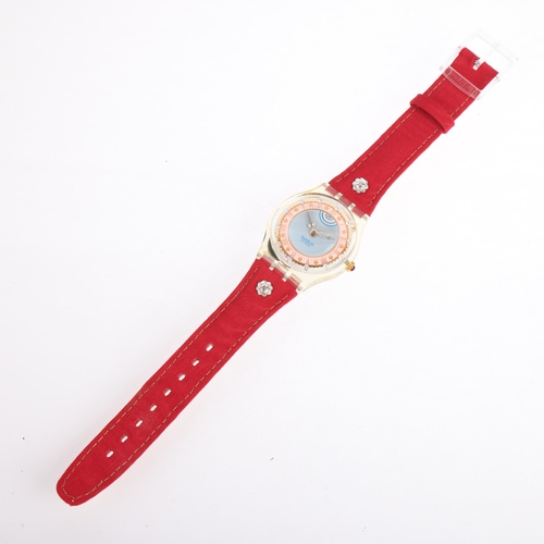 2031 - SWATCH - a clear plastic Roy Soleil quartz wristwatch, ref. GZ127, circa Christmas 1993, limited edi... 