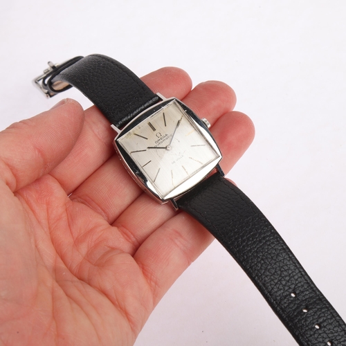 2038 - OMEGA - a Vintage stainless steel De Ville automatic wristwatch, ref. 161.022, circa 1964, square si... 