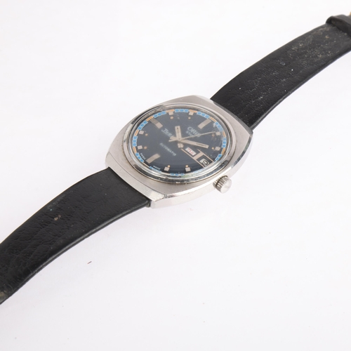 2039 - ORIS - a Vintage stainless steel Star Twen automatic calendar wristwatch, circa 1970s, blue dial wit... 