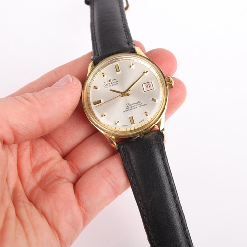 2046 - OSTARA - a Vintage gold plated stainless steel Datomatic mechanical calendar wristwatch, circa 1960s... 