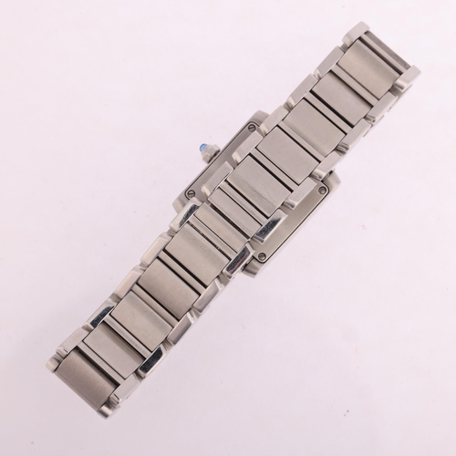 2047 - CARTIER - a lady's stainless steel Tank Francaise quartz bracelet watch, ref. 2384, silvered dial wi... 