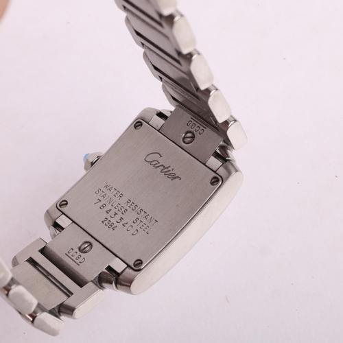 2047 - CARTIER - a lady's stainless steel Tank Francaise quartz bracelet watch, ref. 2384, silvered dial wi... 