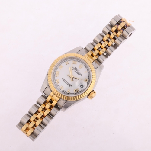 2048 - ROLEX - a lady's bi-metal Oyster Perpetual Datejust automatic calendar bracelet watch, ref. 179173, ... 