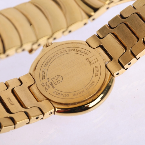 2050 - DUNHILL - a lady's gold plated stainless steel Millennium quartz bracelet watch, ref. 8000, white di... 