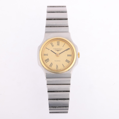 2054 - LONGINES - a lady's stainless steel Presence quartz bracelet watch, ref. 4347 717, circa 1960s, cham... 