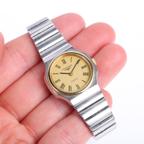 2054 - LONGINES - a lady's stainless steel Presence quartz bracelet watch, ref. 4347 717, circa 1960s, cham... 