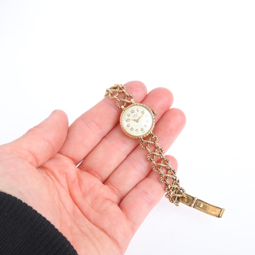 2057 - TUDOR - a lady's Vintage 9ct gold Royal mechanical bracelet watch, circa 1960s, silvered dial with g... 