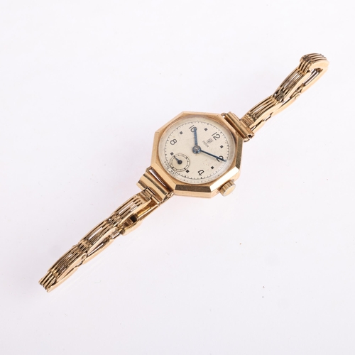 2061 - TUDOR - a lady's 9ct gold mechanical wristwatch, ref. 87732, circa 1940s, silvered dial with eighthl... 