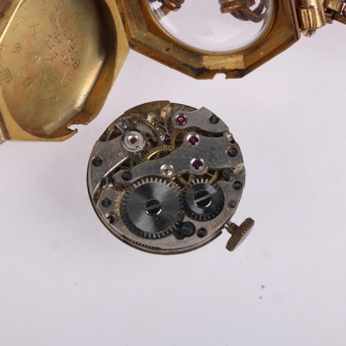 2062 - A lady's 9ct gold mechanical wristwatch, circa 1930s, silvered dial with Arabic numerals, blued stee... 