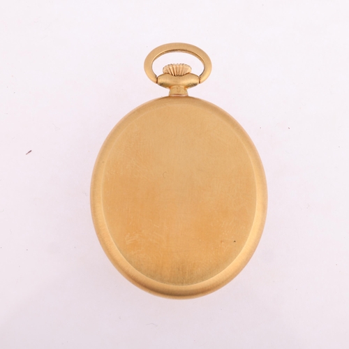 2063 - *WITHDRAWN* BAUME & MERCIER - a Swiss 18ct gold oval open-face keyless pocket watch, champagne dial ... 