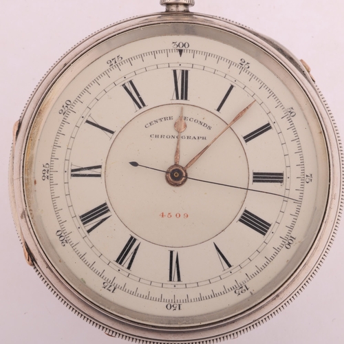 2066 - A 19th century silver open-face centre seconds chronograph doctor's type key-wind pocket, by E Wise ... 